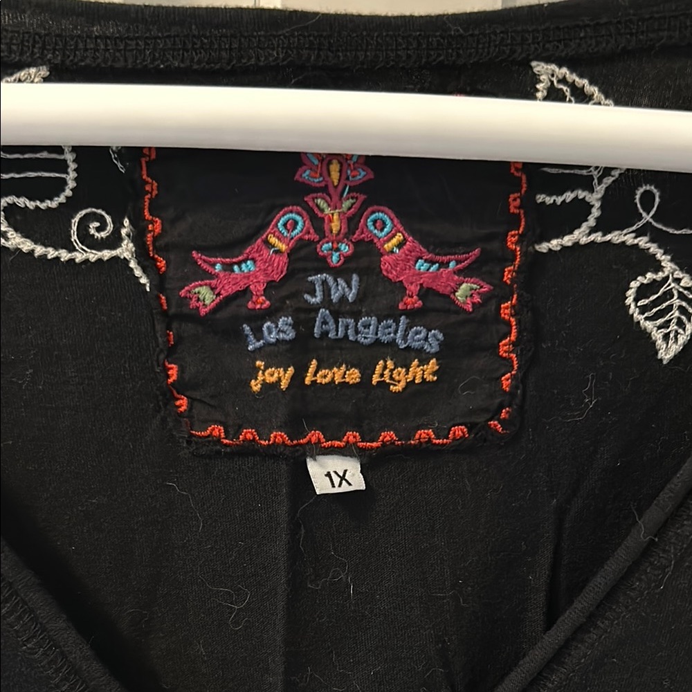 Johnny Was Black Embroidered V-Neck Knee-Length Dress Sz 1X - Picture 2 of 5